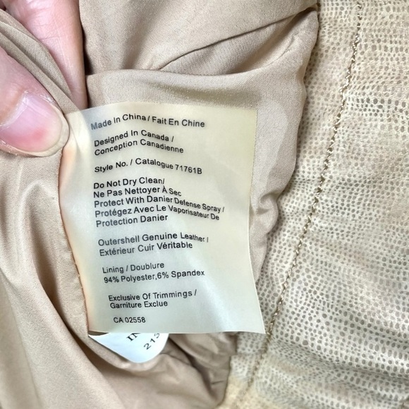 Blink Tan Lizard Print Genuine Leather Trucker Jacket Size M - Picture 6 of 7